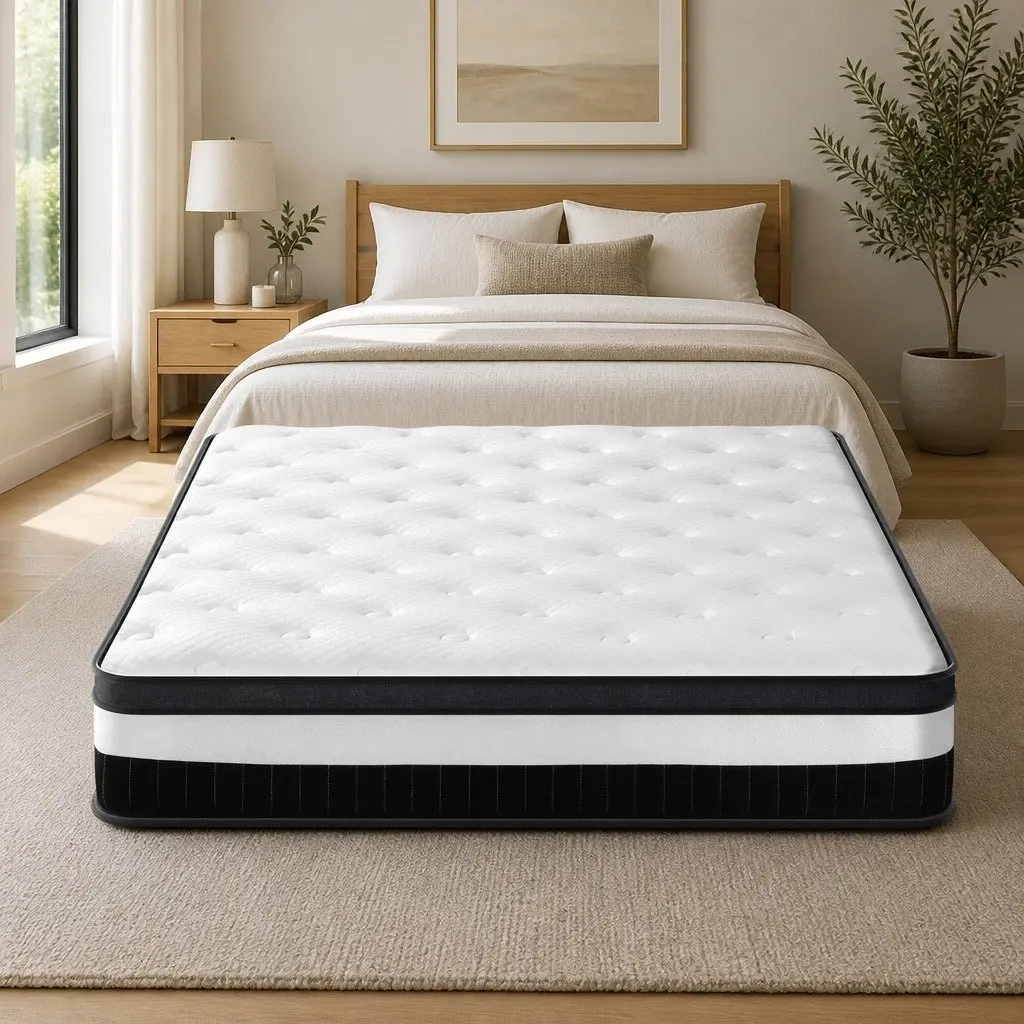 King Size Mattress White 30cm Medium Firm Support Euro Top Pocket Spring