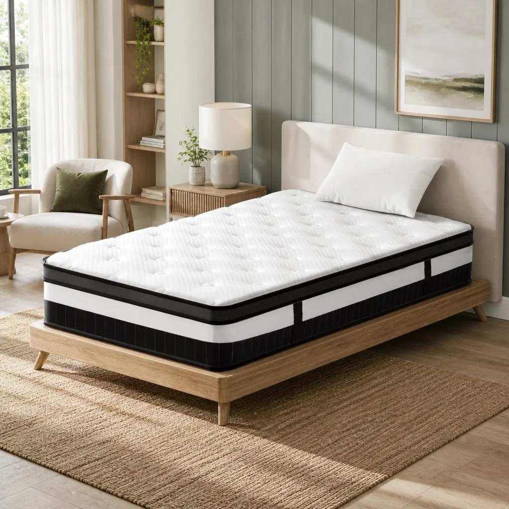 Single Mattress 30cm Medium-Firm White Euro Top Pocket Spring