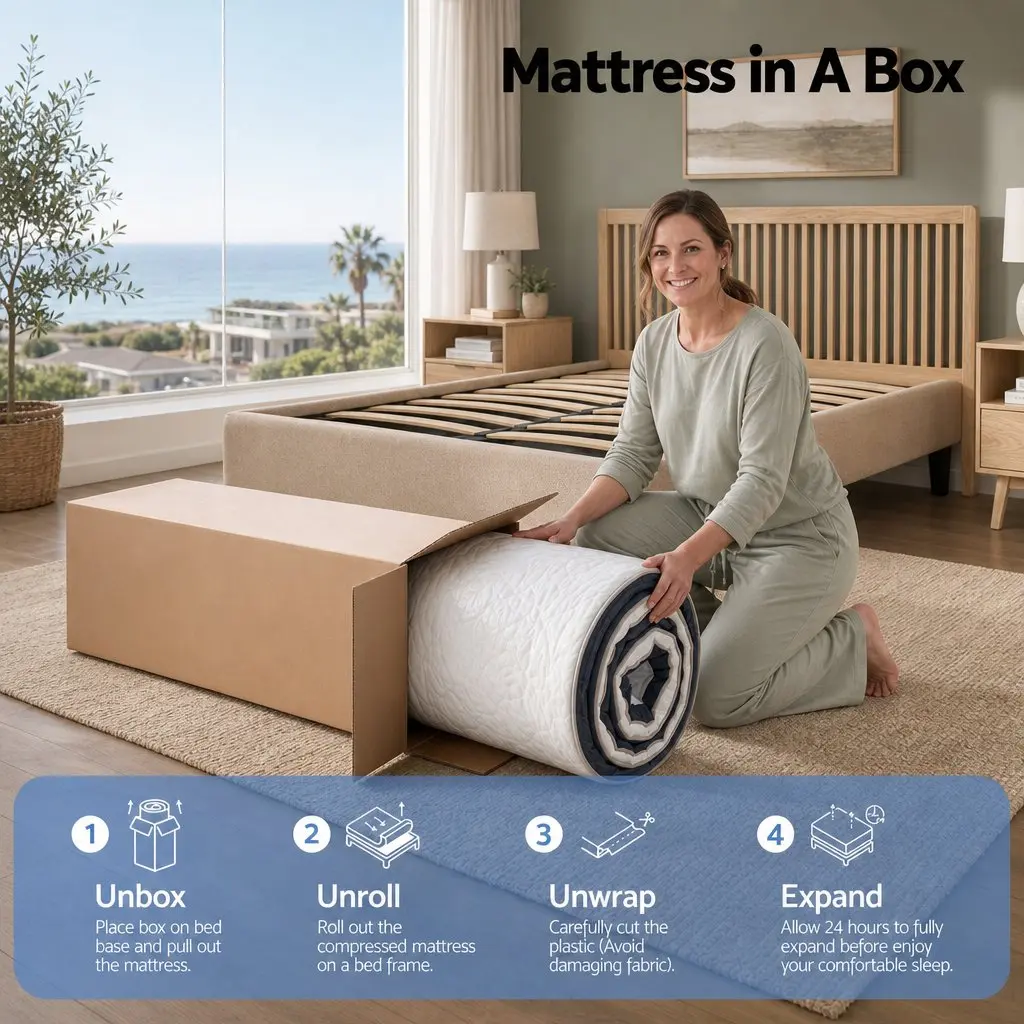 King Single Mattress Copper Memory Foam 35cm Firm Black or White