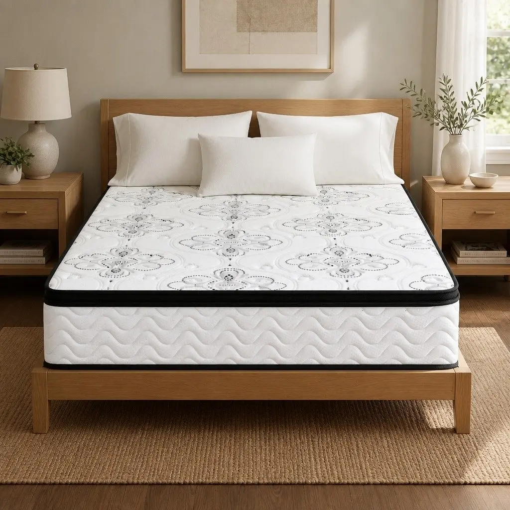 Double Mattress Pocket Spring 30cm Euro Top Medium Firm Foam White