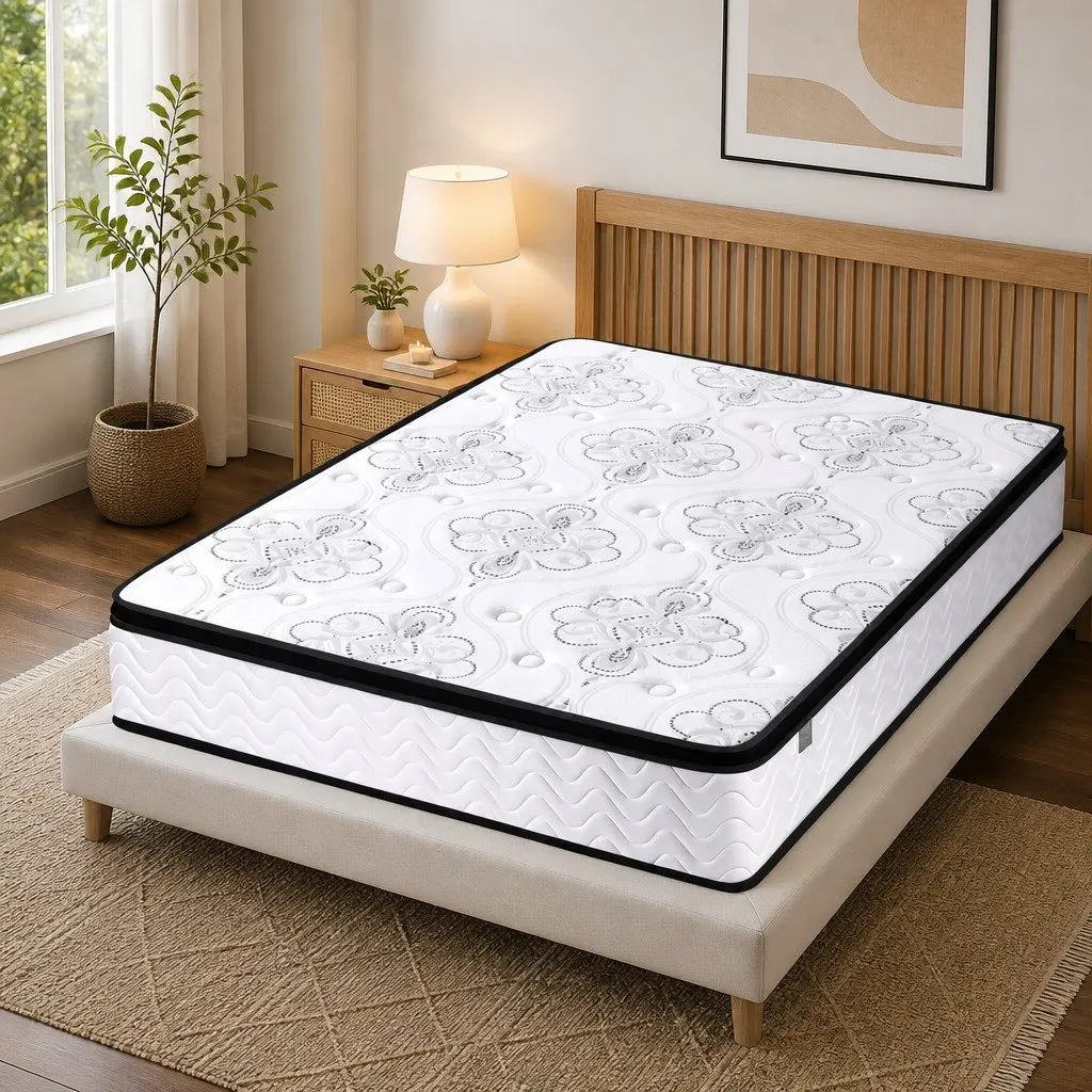 Double Mattress Pocket Spring 30cm Euro Top Medium Firm Foam White