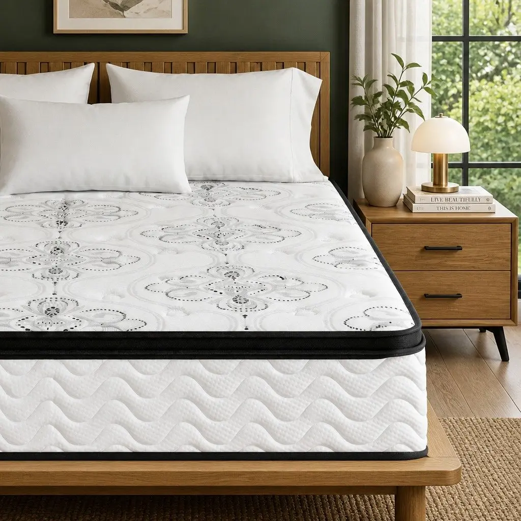 Double Mattress Pocket Spring 30cm Euro Top Medium Firm Foam White