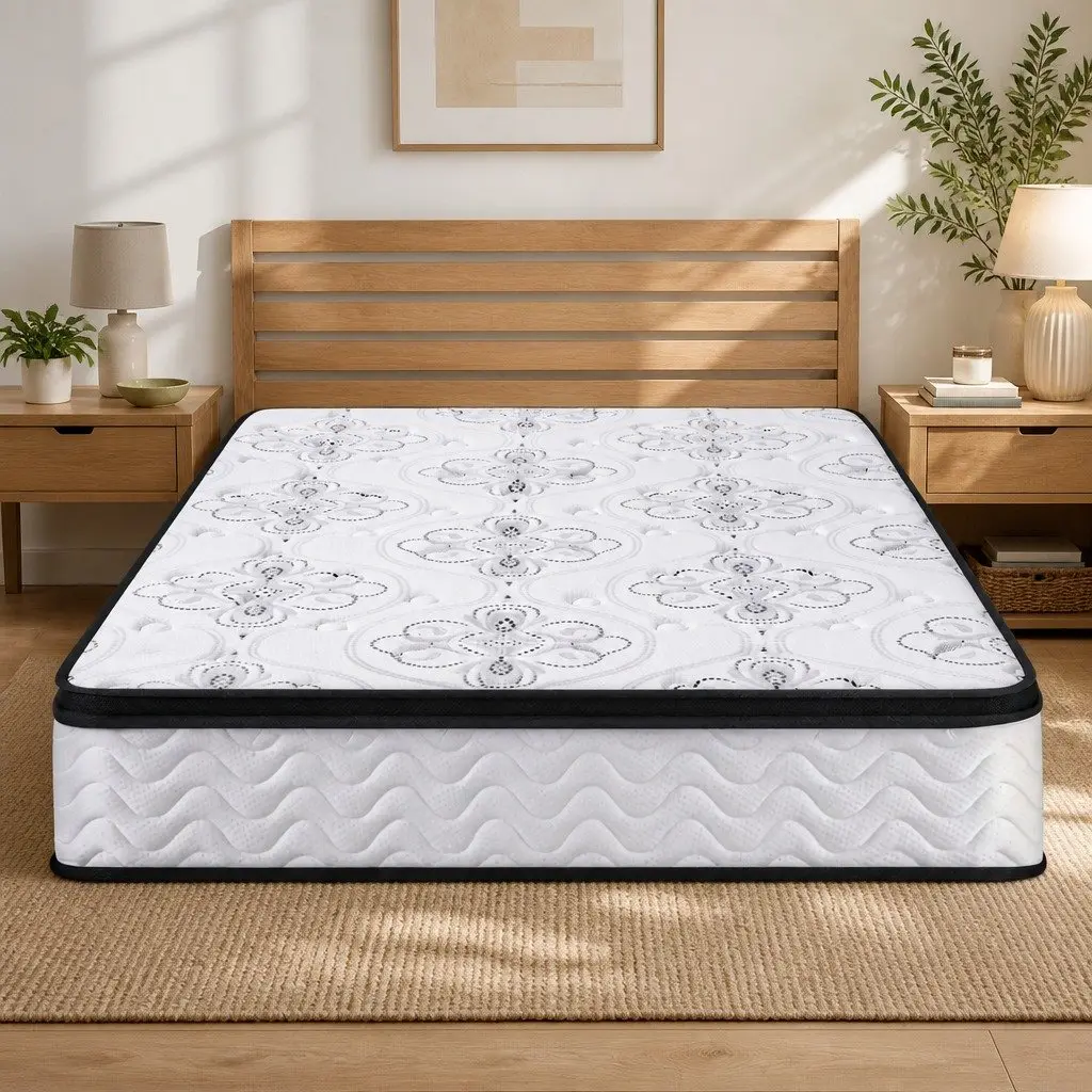 Double Mattress Pocket Spring 30cm Euro Top Medium Firm Foam White