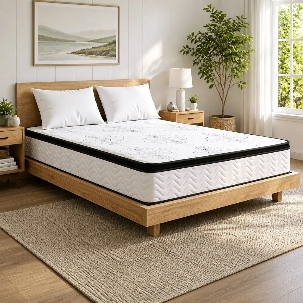 Double Mattress Pocket Spring 30cm Euro Top Medium Firm Foam White