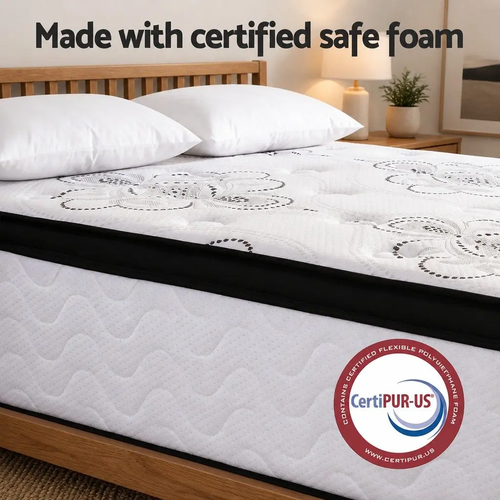 Double Mattress Pocket Spring 30cm Euro Top Medium Firm Foam White