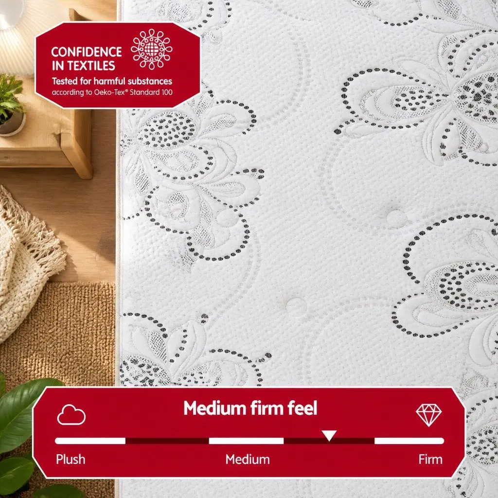 Double Mattress Pocket Spring 30cm Euro Top Medium Firm Foam White