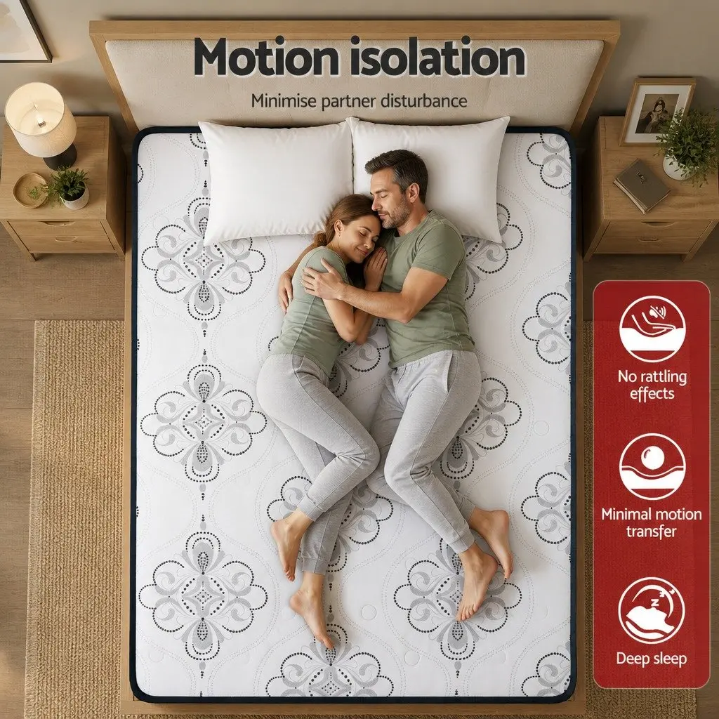 Double Mattress Pocket Spring 30cm Euro Top Medium Firm Foam White