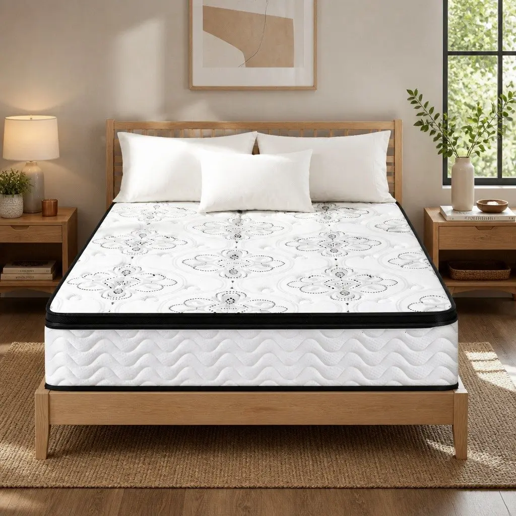 King Size Mattress Pocket Spring 30cm Medium Firm Foam White Euro Top