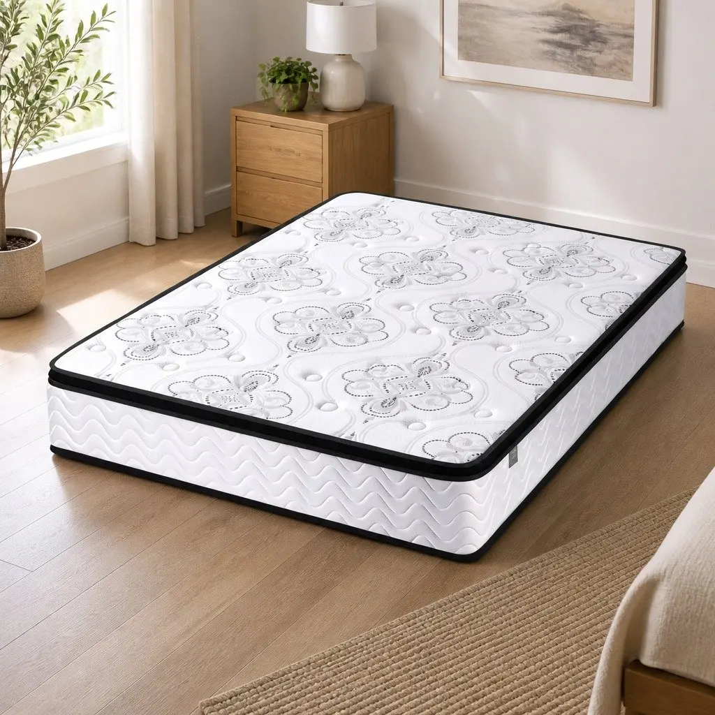 King Size Mattress Pocket Spring 30cm Medium Firm Foam White Euro Top