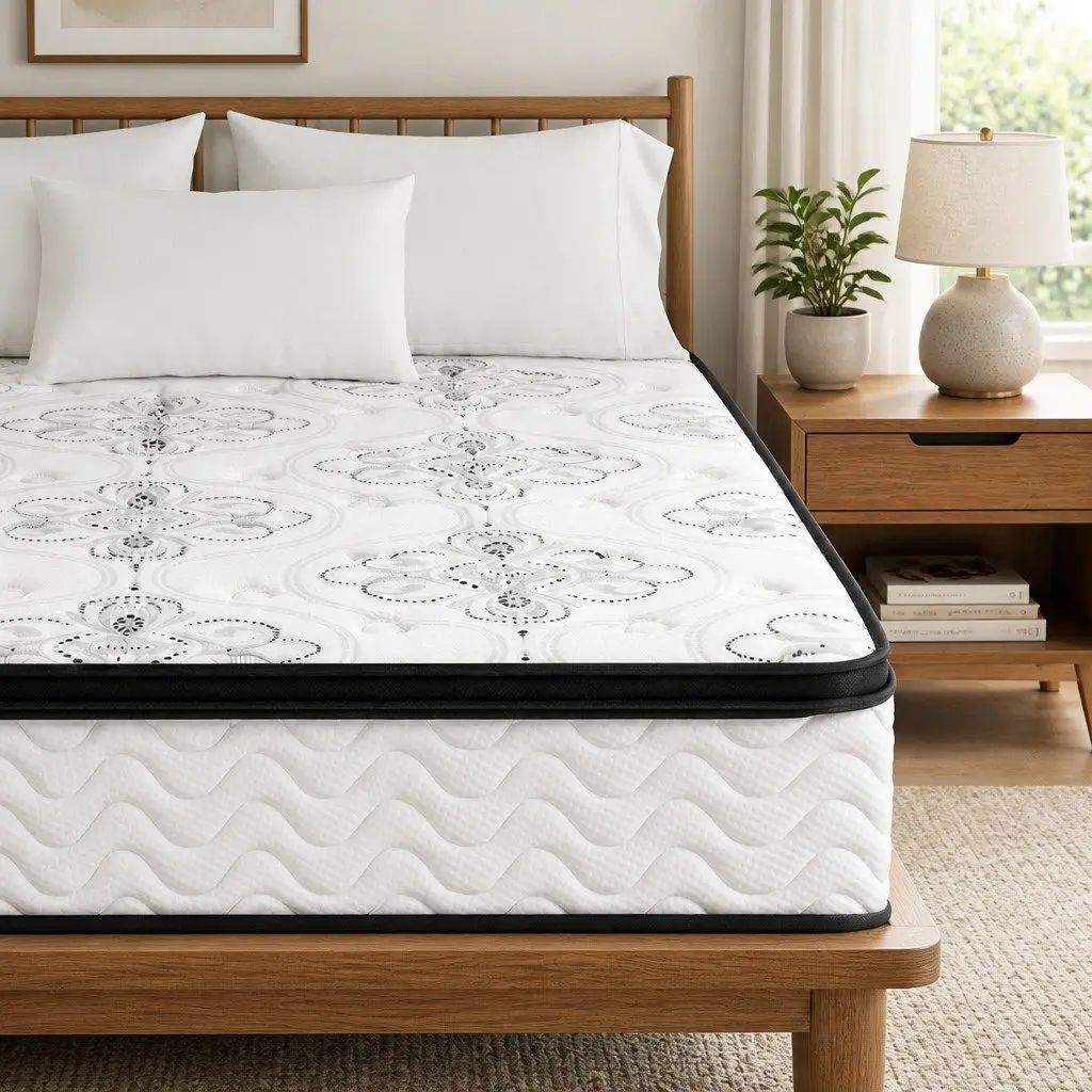King Size Mattress Pocket Spring 30cm Medium Firm Foam White Euro Top