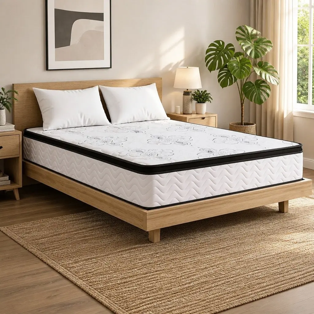 King Size Mattress Pocket Spring 30cm Medium Firm Foam White Euro Top