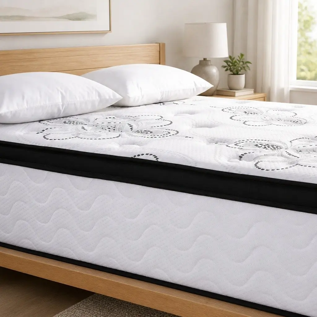 King Size Mattress Pocket Spring 30cm Medium Firm Foam White Euro Top