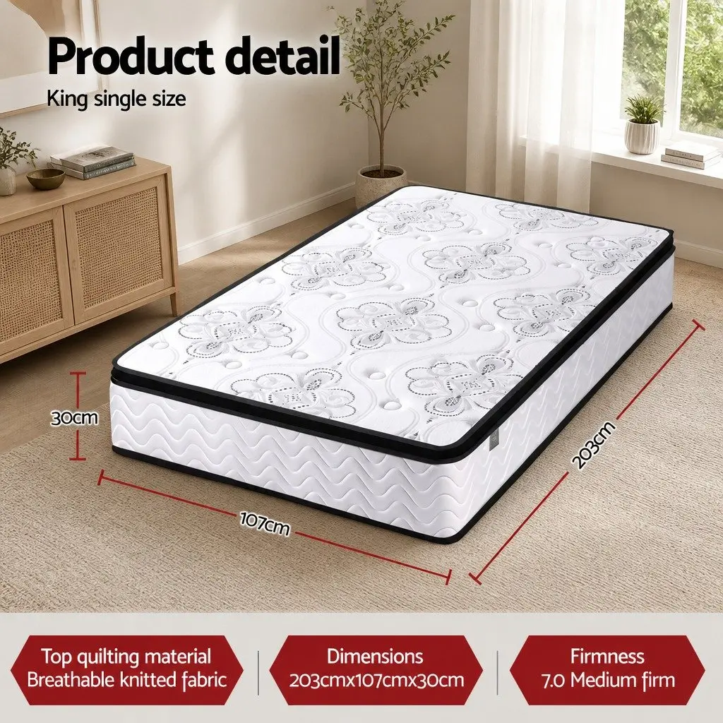 King Single Mattress with 30cm Pocket Springs