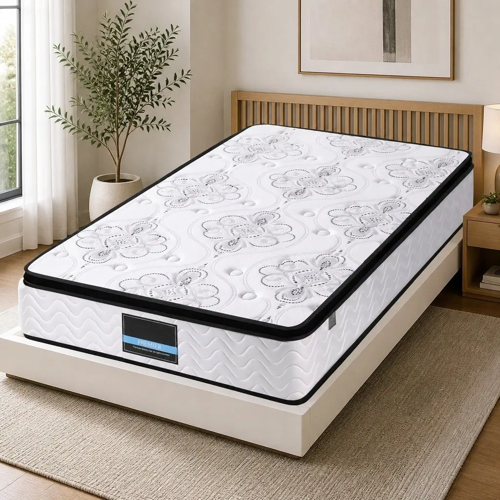 Single Mattress Pocket Spring 30cm Euro Top Medium Firm Foam White