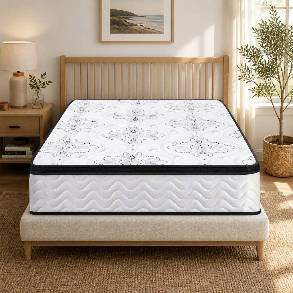 Single Mattress Pocket Spring 30cm Euro Top Medium Firm Foam White