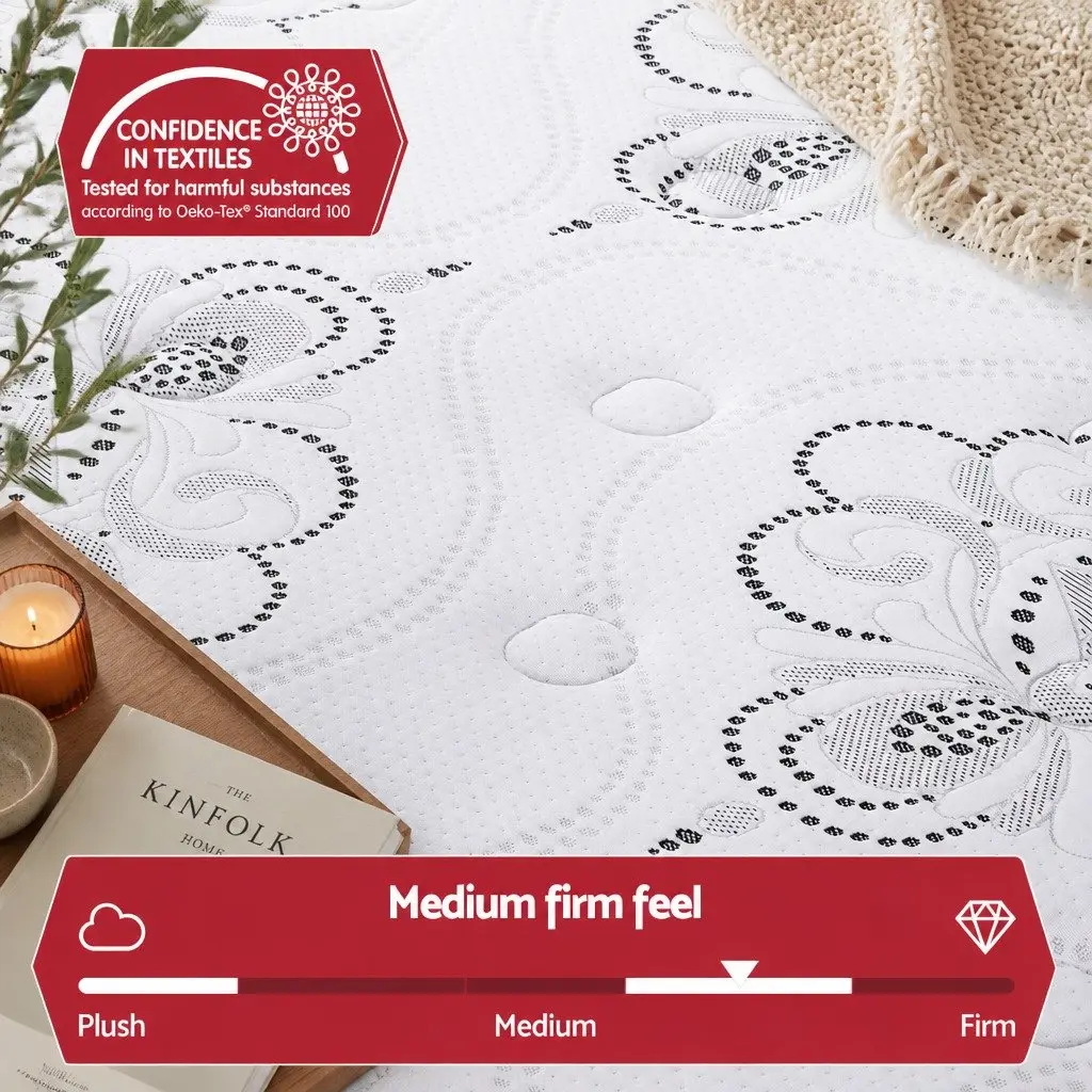 Single Mattress Pocket Spring 30cm Euro Top Medium Firm Foam White