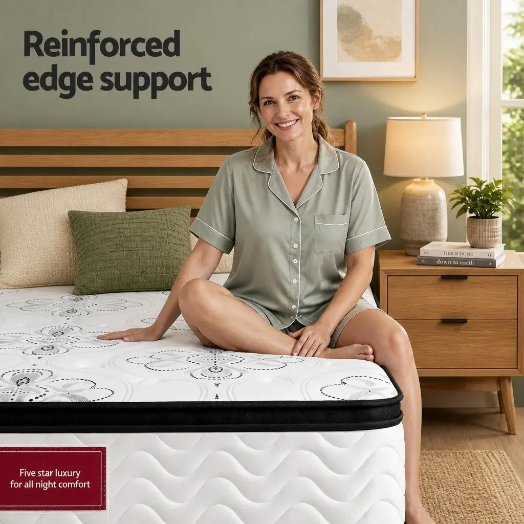 Single Mattress Pocket Spring 30cm Euro Top Medium Firm Foam White