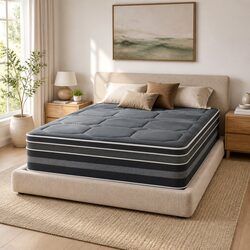 King Size 35cm Hybrid Pocket Spring Euro Top Mattress Grey