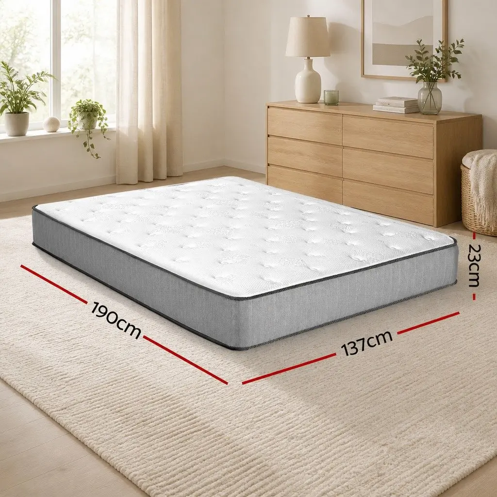 Double Mattress 23cm Extra Firm Support Tight Top Hypoallergenic Dust Mite