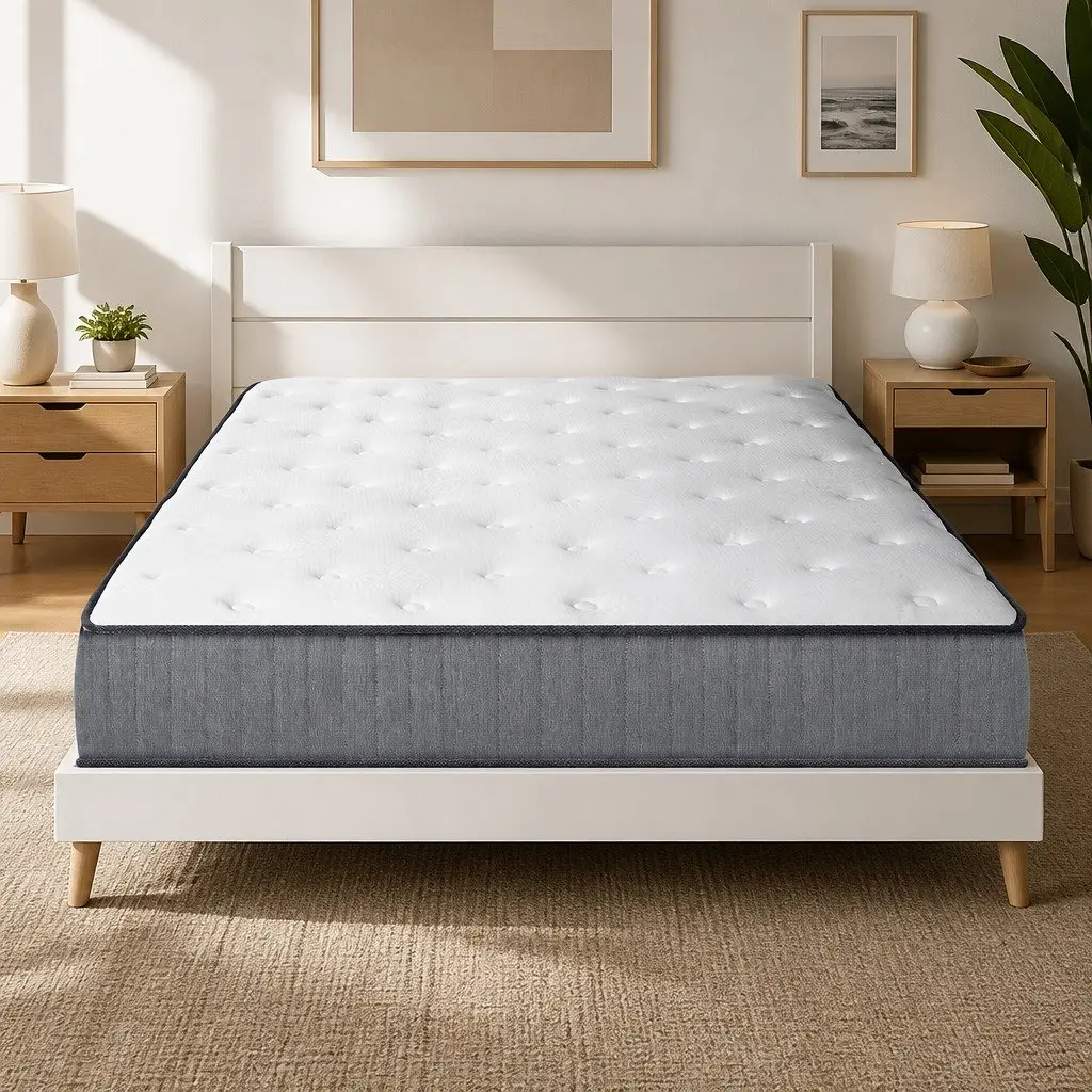 King Size Mattress Extra Firm 23cm Coil Spring Hypoallergenic Grey White