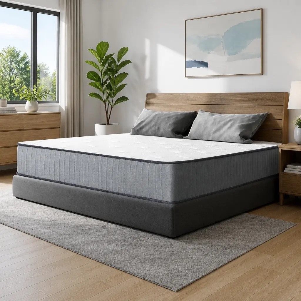 King Size Mattress Extra Firm 23cm Coil Spring Hypoallergenic Grey White