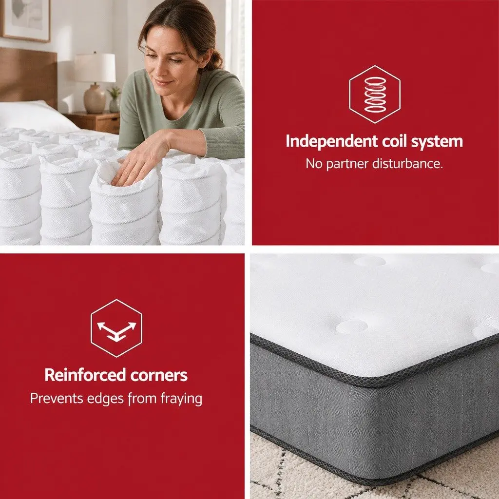 King Size Mattress Extra Firm 23cm Coil Spring Hypoallergenic Grey White