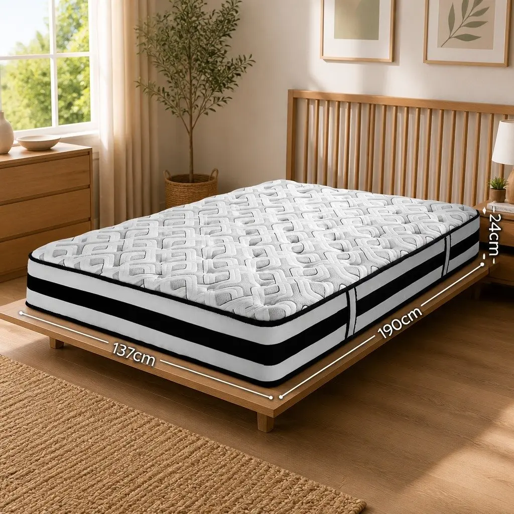 Double Mattress 24cm Ultra Firm Tight Top Pocket Spring Grey
