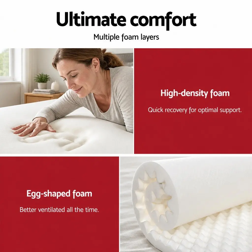 King Single Mattress 28cm Ultra Firm Pocket Spring Hypoallergenic Black Grey White