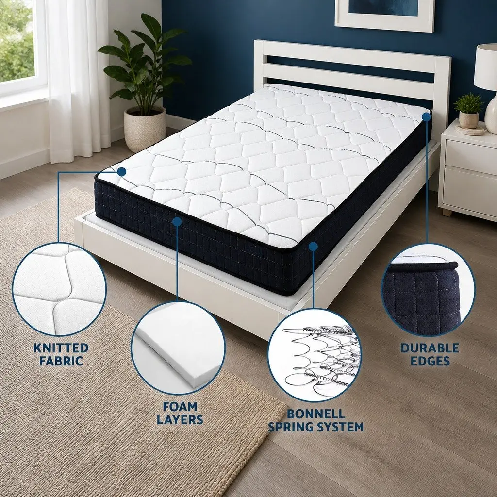 King Single Mattress with Bonnell Spring Core for Support