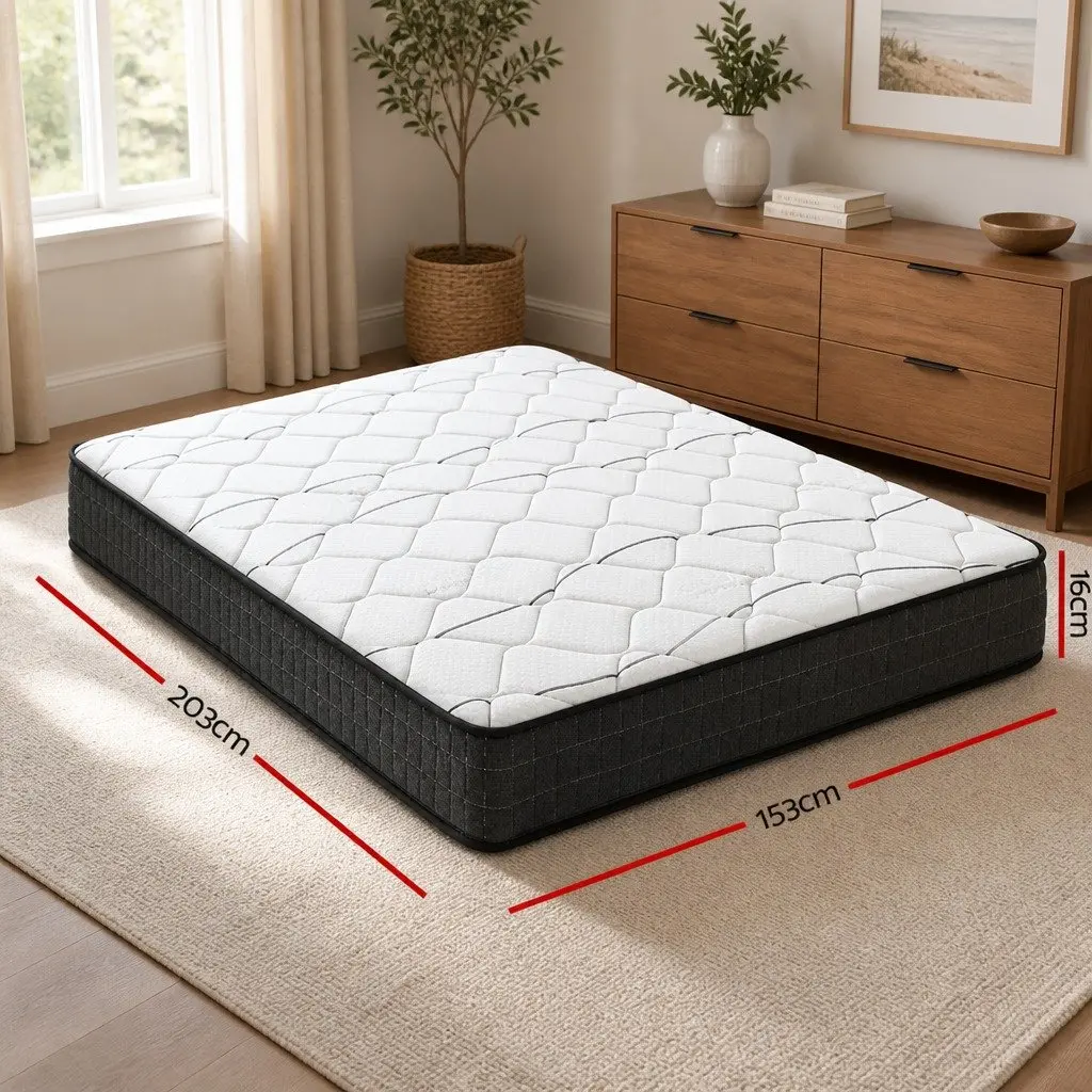 Queen Mattress 16cm Medium Firm Bonnell Spring Support