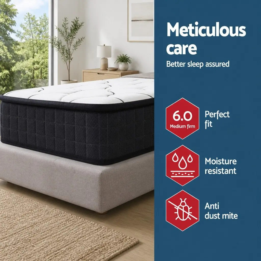 Queen Mattress 16cm Medium Firm Bonnell Spring Support