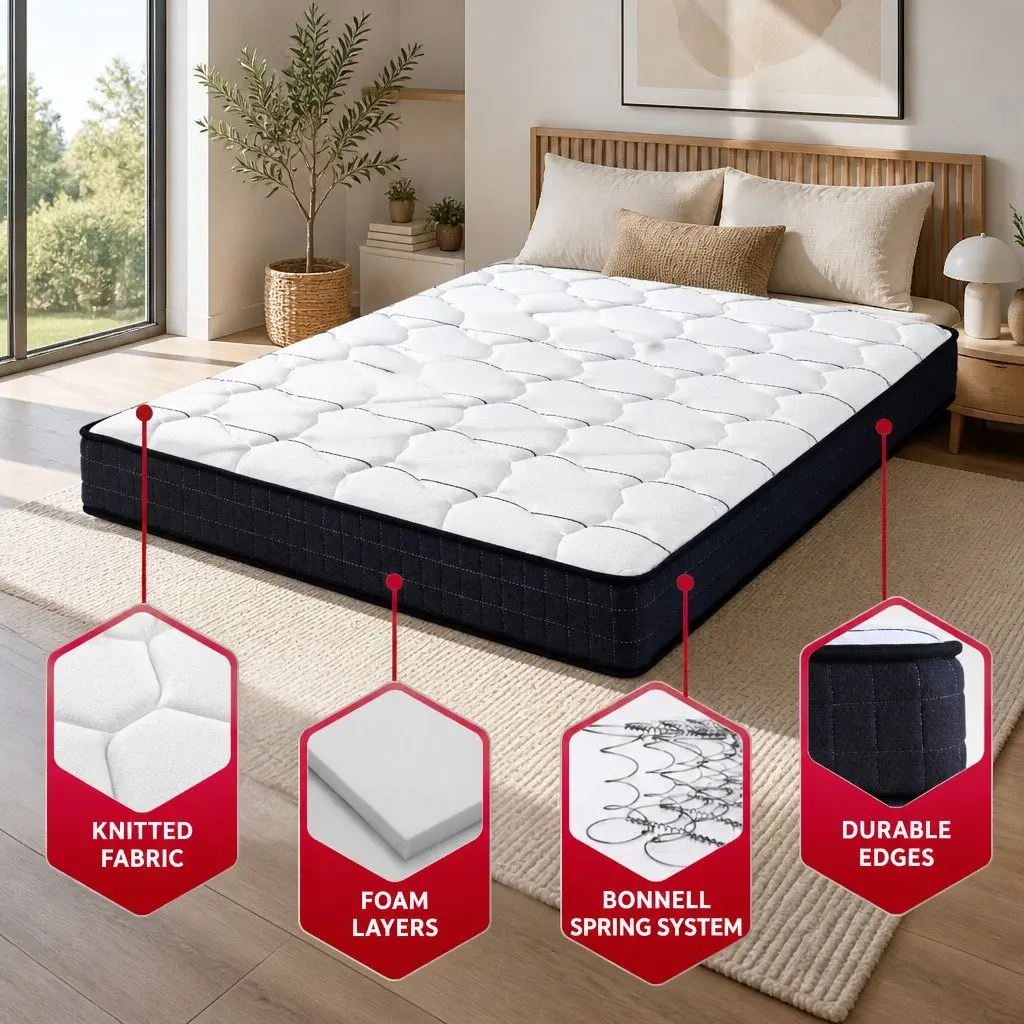 Queen Mattress 16cm Medium Firm Bonnell Spring Support
