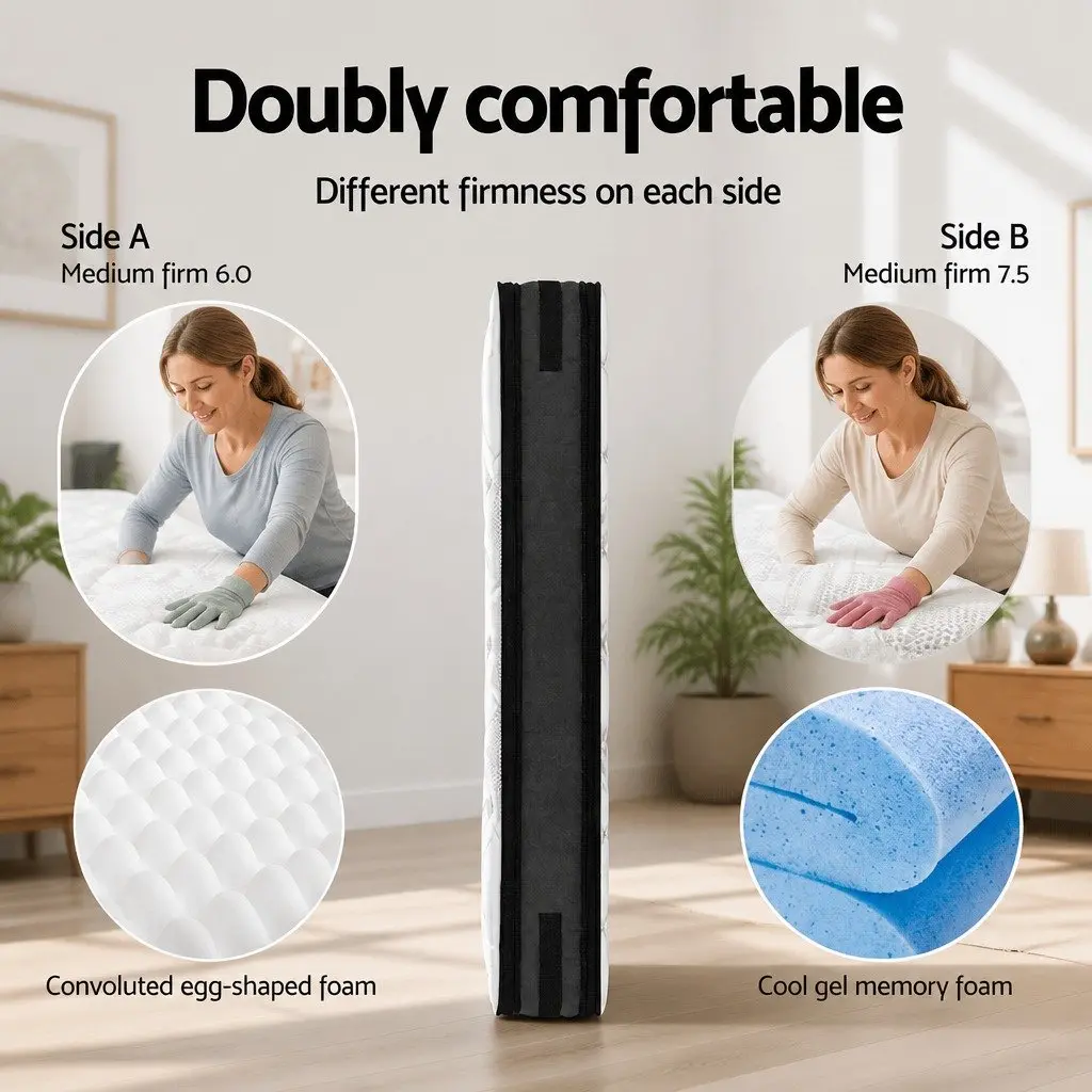 Queen Mattress 36cm Thick Cool Gel Memory Foam Dual-Sided