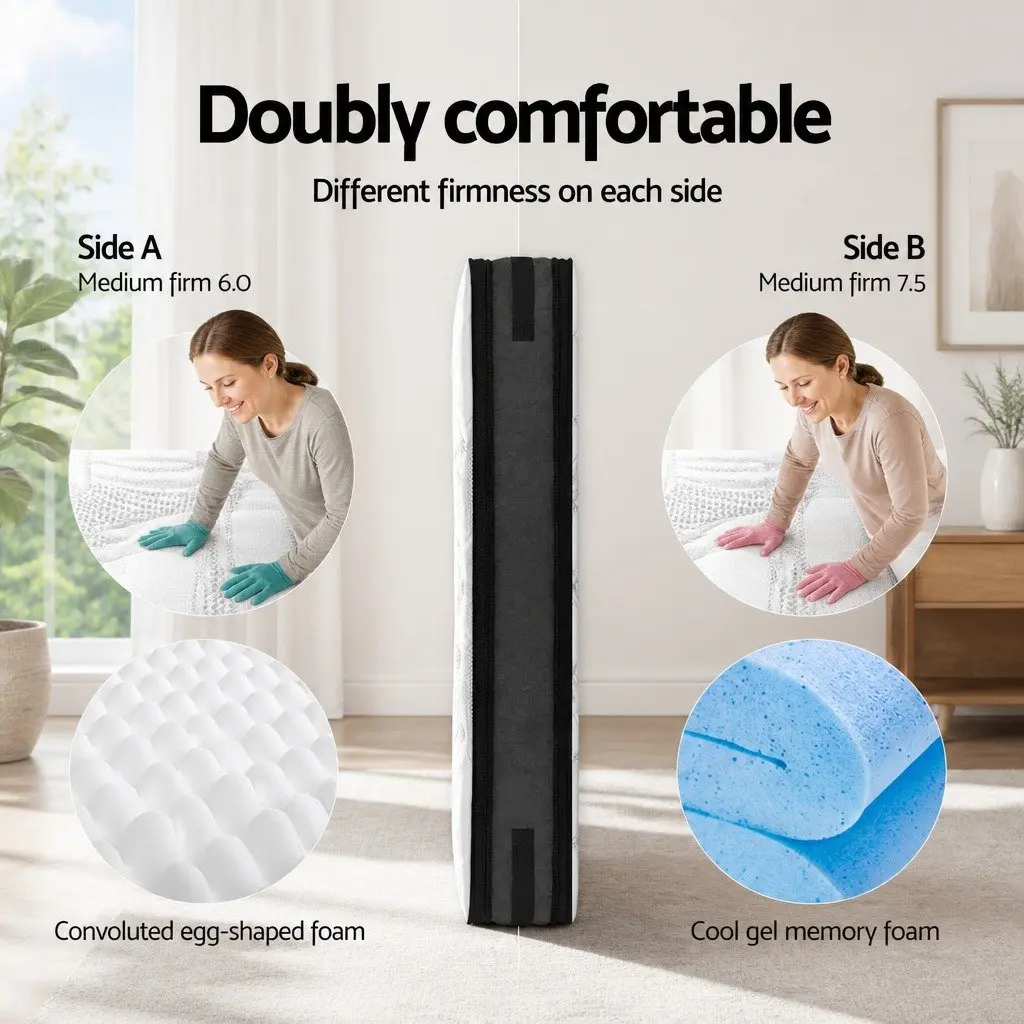 Single Mattress Cool Gel Memory Foam 36cm White Double-Sided Flippable