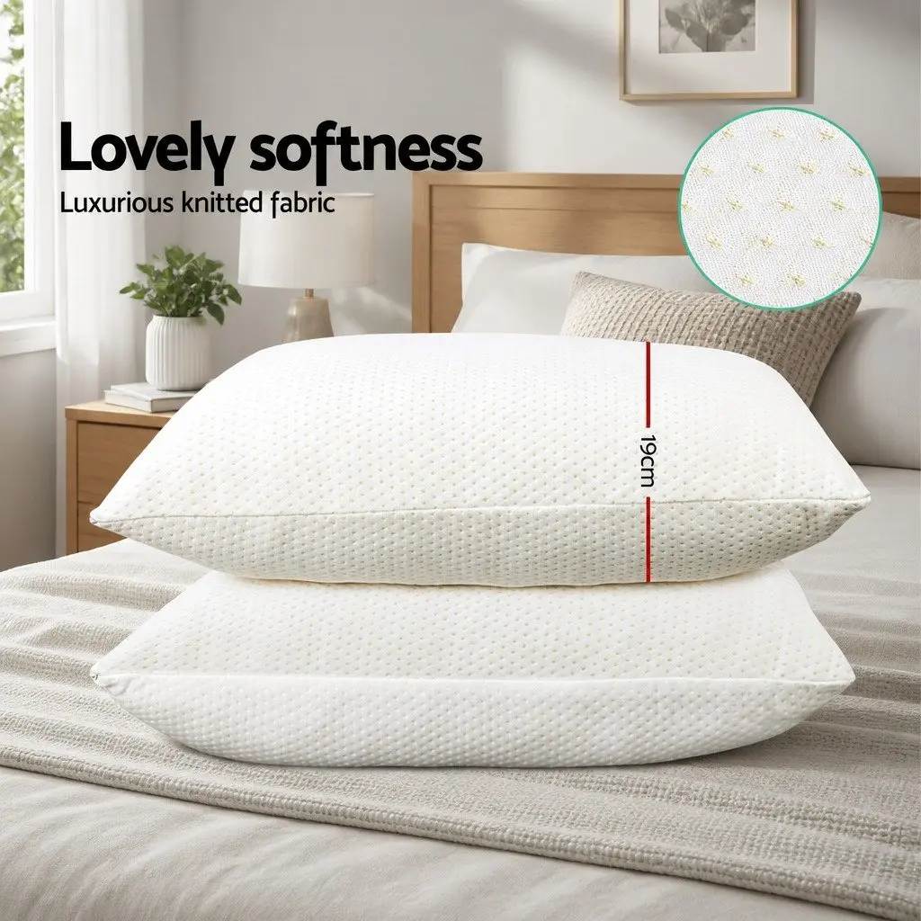 Memory Foam Pillow Twin Pack 19cm Thick White Contour Neck Support Sleeping Pair