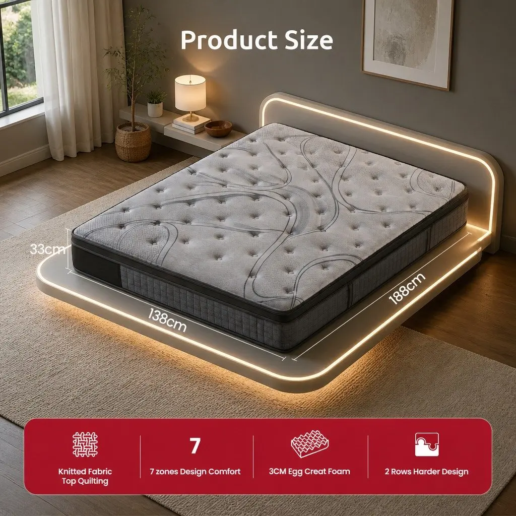 Double Mattress with 33cm Height and 7-Zone Support