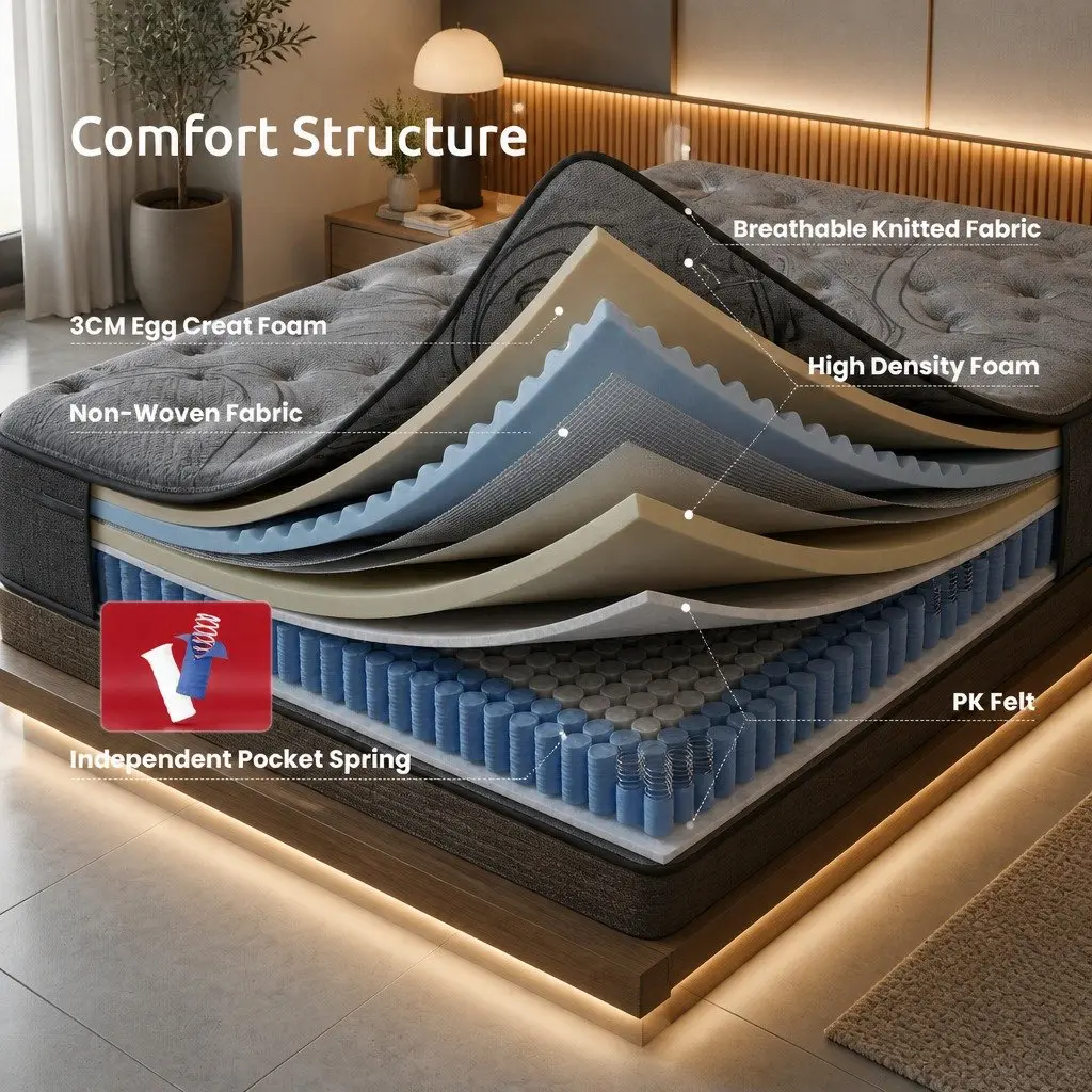 Double Mattress with 33cm Height and 7-Zone Support