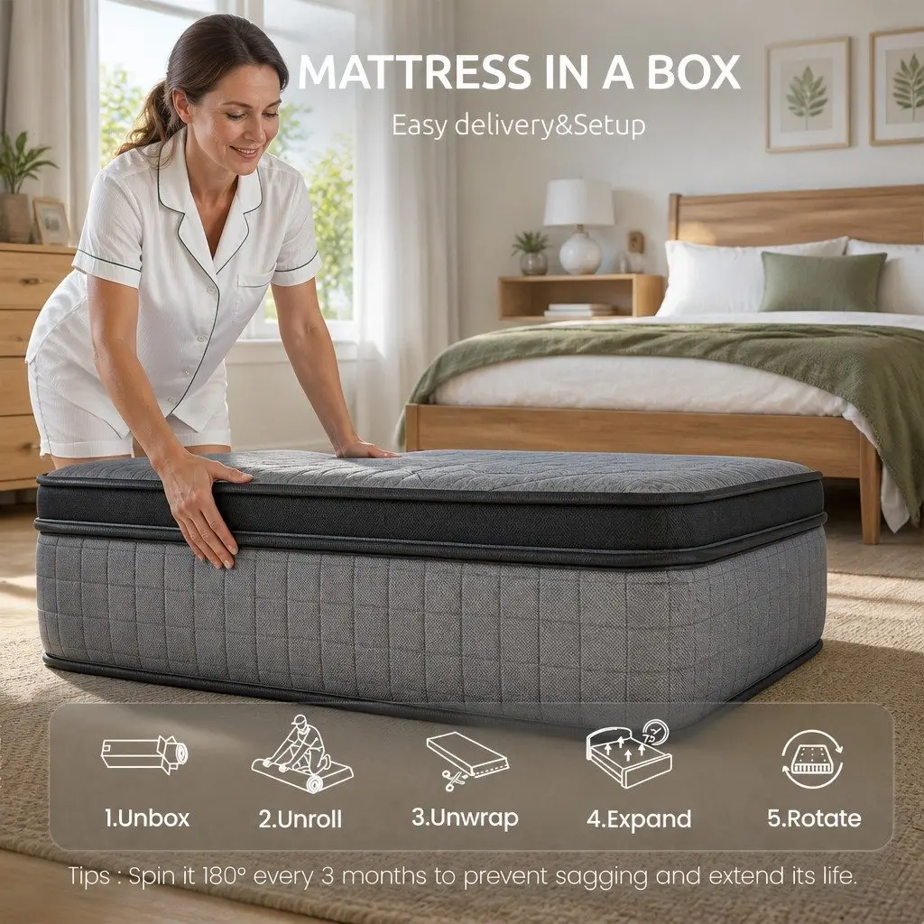 King Single Mattress 33cm 7-Zone Pocket Spring 8.0 Extra Firm Dual-Row Edge
