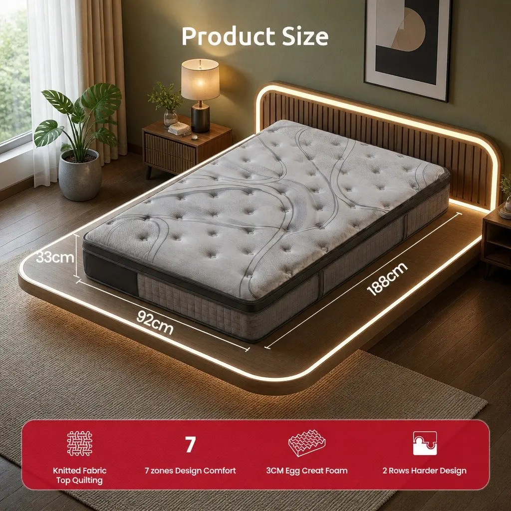 33cm Single Mattress with 7-Zone Pocket Spring Support