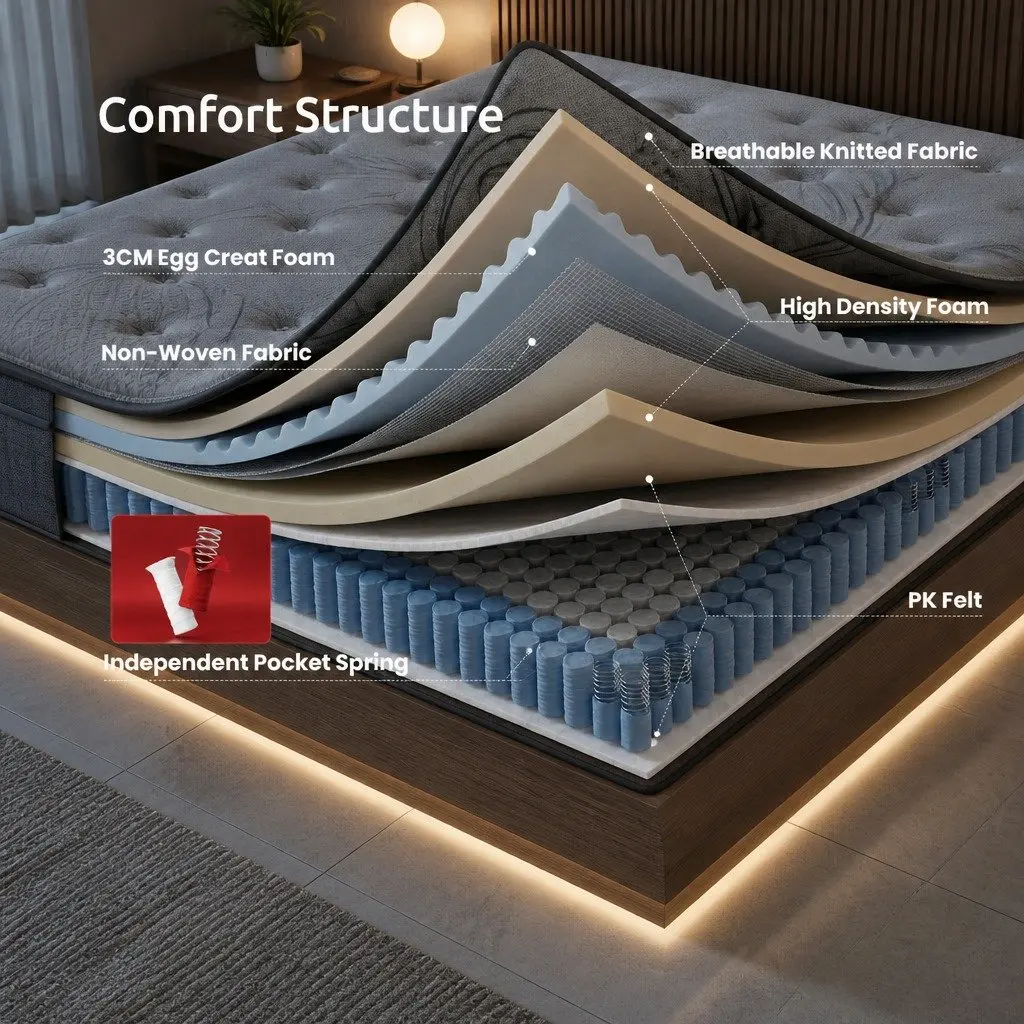 33cm Single Mattress with 7-Zone Pocket Spring Support