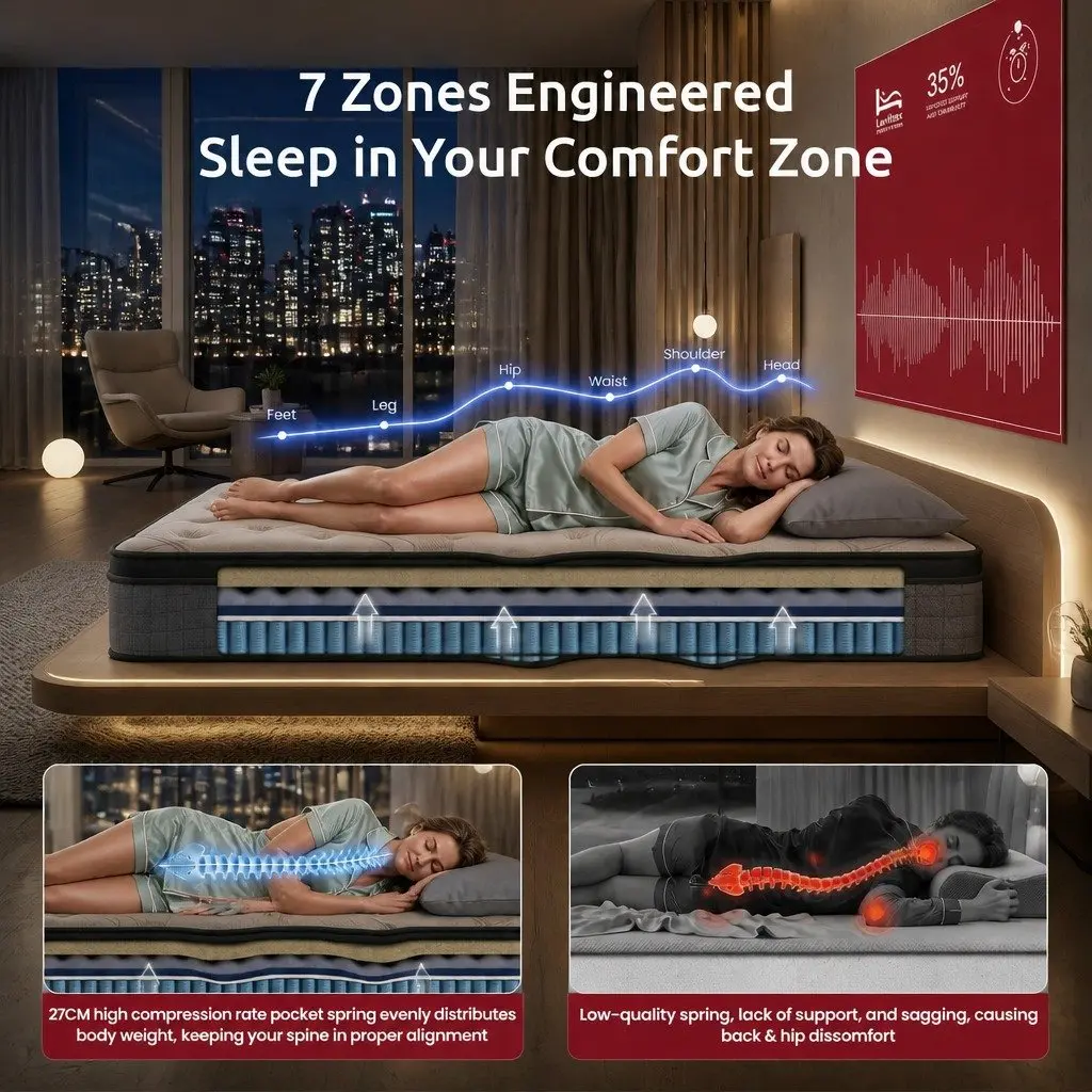 33cm Single Mattress with 7-Zone Pocket Spring Support