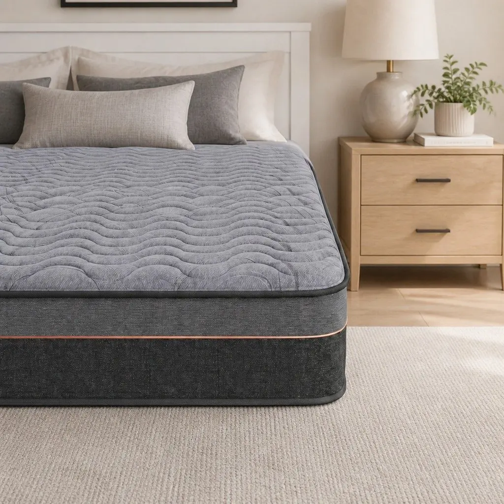 King Size Mattress 25cm Hybrid Pocket Spring Egg Crate Foam Bamboo Charcoal