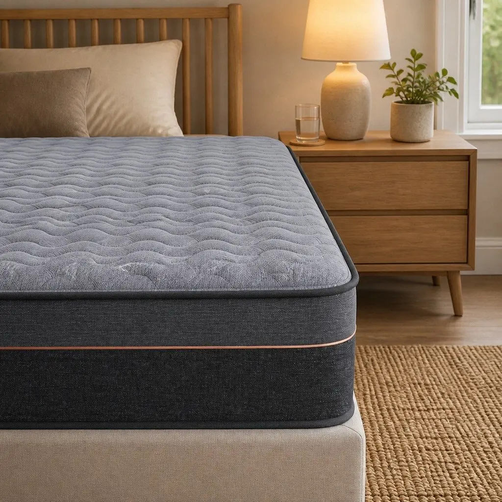 Single Mattress Bamboo Charcoal Fabric 25cm Grey Black