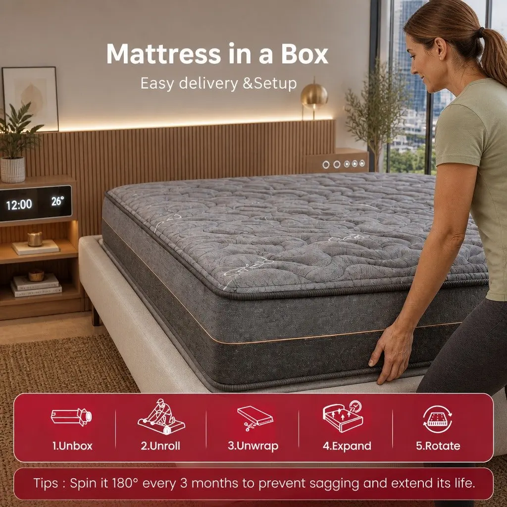 Single Mattress Bamboo Charcoal Fabric 25cm Grey Black