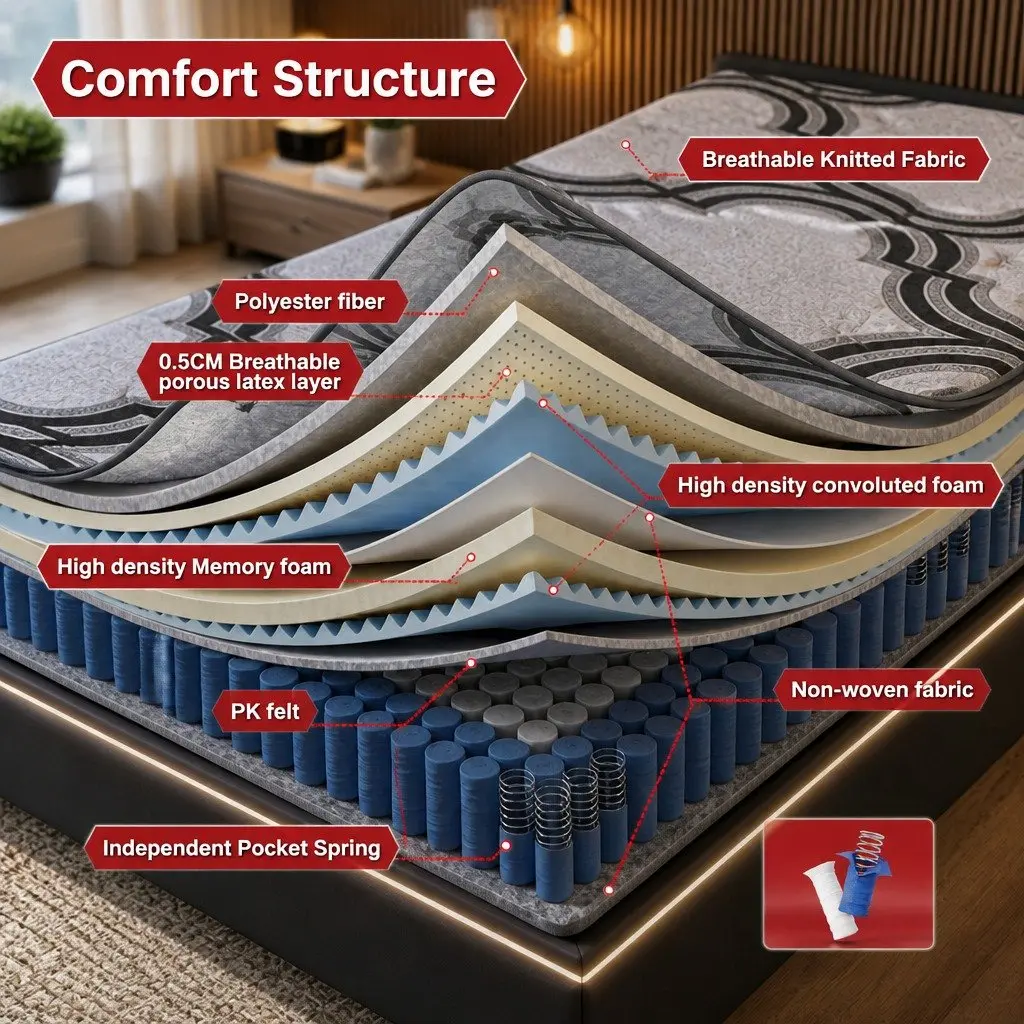 34cm Extra Firm Pocket Spring King Size Mattress