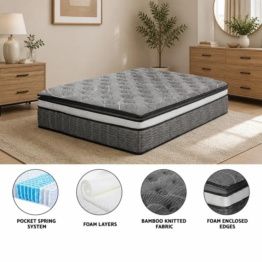 Double Layer Pocket Spring Queen Mattress 34cm