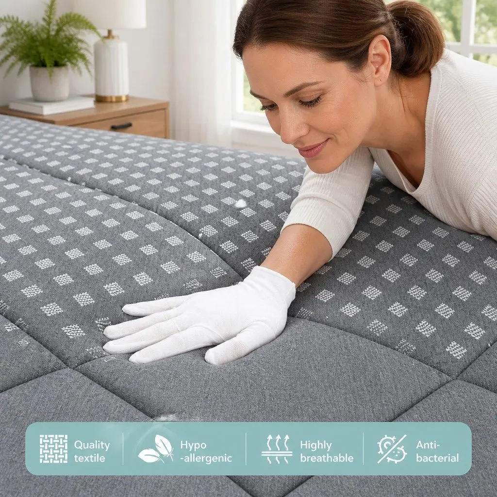 Queen Mattress Pillow Top 18cm Medium Firm Grey