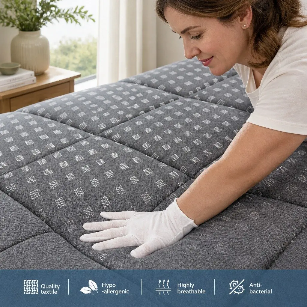 King Single Mattress 18cm Pillow Top Medium Firm Support Coil System Grey