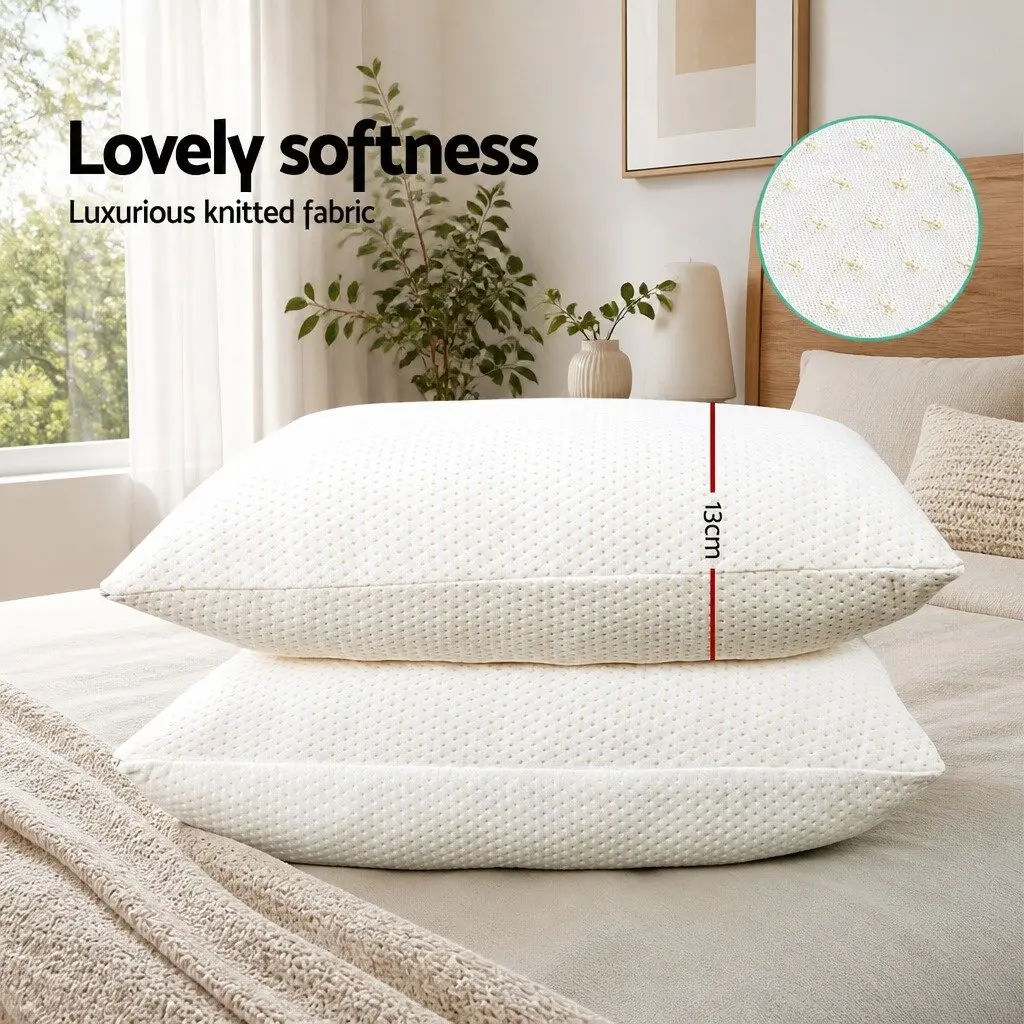 Memory Foam Pillow Twin Pack 13cm Thick White Bedding Set Support Neck Shoulder