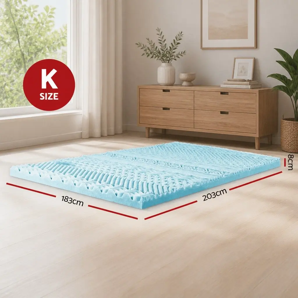 Blue Memory Foam Mattress Topper 11-Zone King